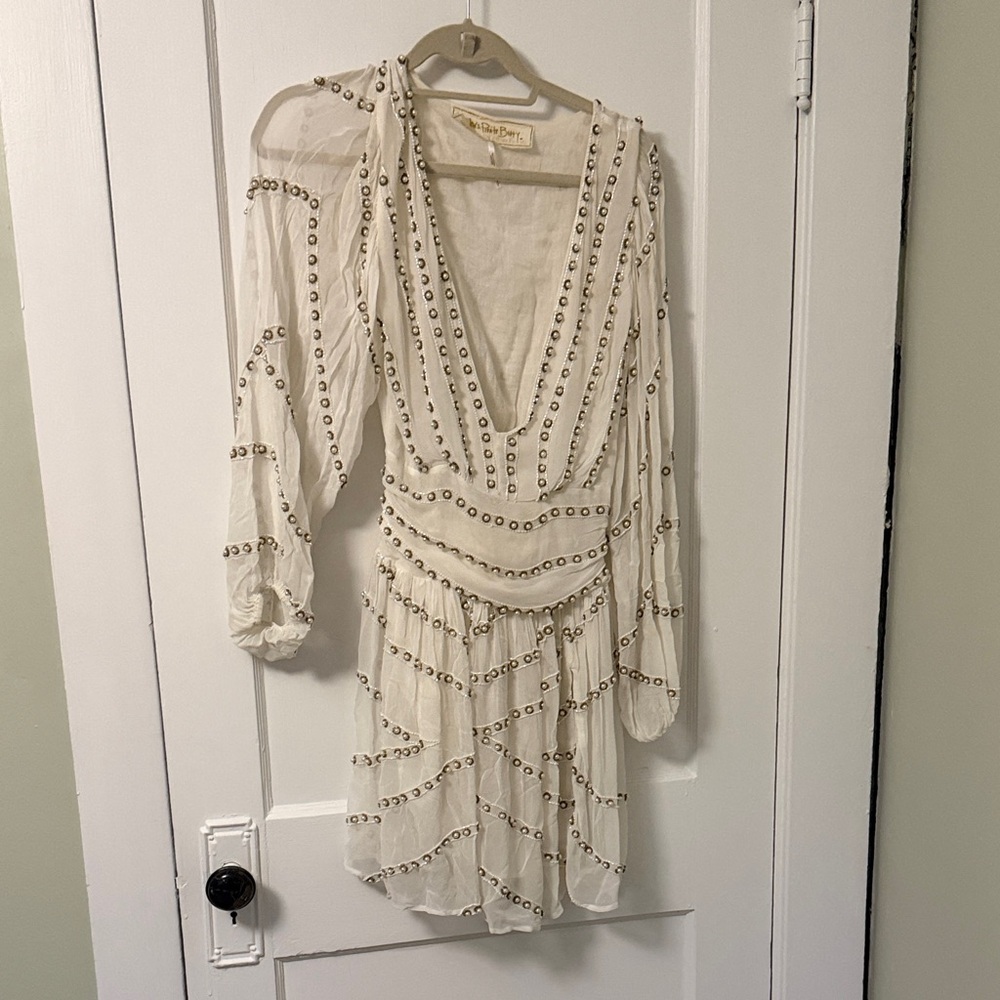 Jen's Pirate Booty Cream Beaded Mini Dress